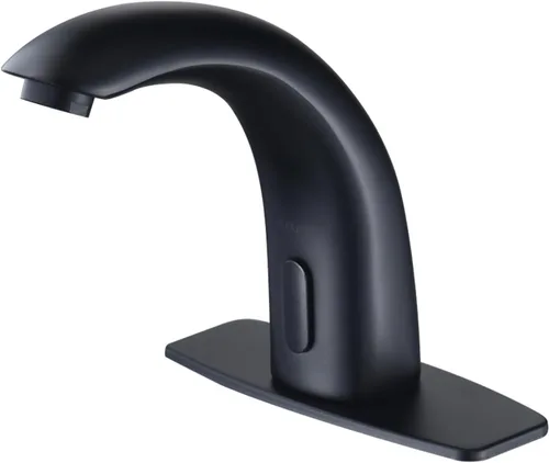 Miniatura 10 de Grifo de baño sin contacto con sensor de movimiento automático con placa de cubierta de orificio y mezclador de temperatura, lavabo manos libres