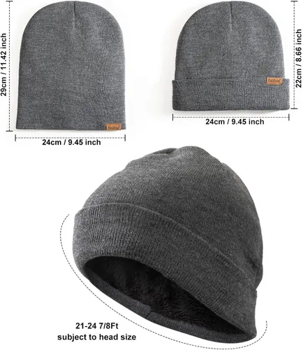 Miniatura 5 de Gorro de invierno para hombre, gorro de punto térmico con puños, regalos cálidos para mujer