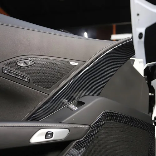 Miniatura 2 de Cubierta de la decoración del panel de puerta de la cabina de la fibra de carbono para Chevrolet Corvette C7 2014-2019