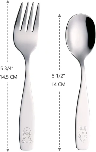 Miniatura 2 de ANNOVA - Juego de cubiertos para niños de 6 piezas de acero inoxidable - 3 tenedores, 3 cucharas de cena para niños, utensilios para niños, juego