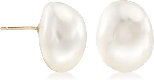 Miniatura 4 de Ross-Simons - Pendientes de perlas cultivadas de 0.630 x 0.512 in en oro amarillo de 14 quilates para mujeres