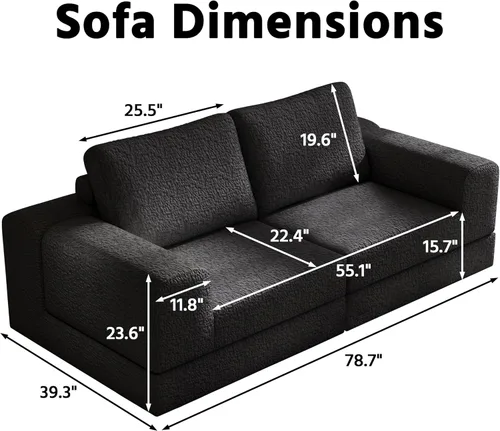 Miniatura 2 de Sofá seccional modular en forma de nube, sofá modular de combinación DIY para sala de estar, sofás de asiento de amor tejidos únicos con 2