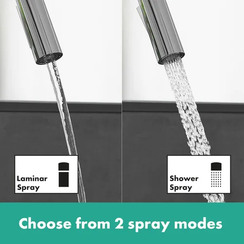 Miniatura 2 de Hansgrohe Metropol - Grifo de cocina para baño individual empotrado con palanca, color negro mate 240 con rociador extraíble y rango giratorio