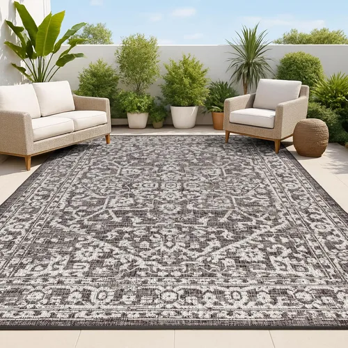 Miniatura 19 de JONATHAN Y Boho Medallion - Alfombra para interiores y exteriores, 3 x 5 pies, color verde azulado/gris, tejido texturizado Malta, para patio