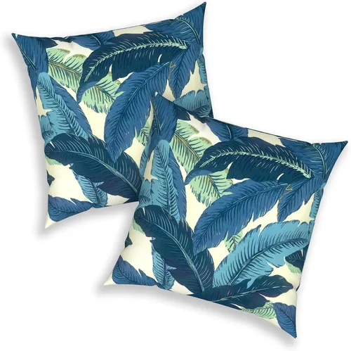 Miniatura 488 de Juego de 2 almohadas para exteriores de 16 x 16 pulgadas, repelentes al agua con interiores, para muebles de patio, hogar, jardín, geometría bohemia