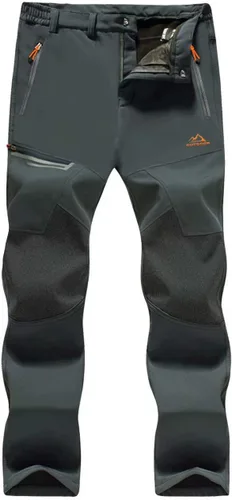 MAGCOMSEN Pantalones de invierno para hombre, con forro polar, resistentes al agua, 4 bolsillos con cremallera, pantalones para exteriores
