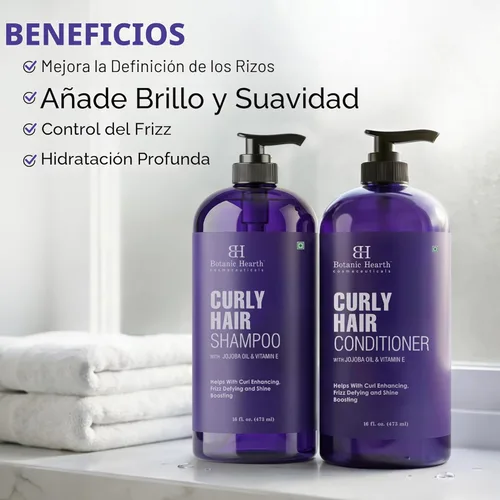 Miniatura 2 de Botanic Hearth Juego de champú y acondicionador para cabello rizado para cabello rizado Desenreda, define y mejora los rizos Con aceite