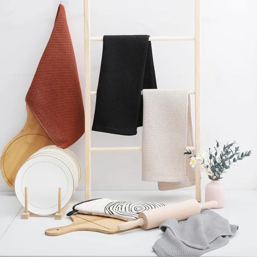Miniatura 29 de Homaxy Trapos de cocina de 100% algodón, tejido de punto gofre, ultrasuaves, absorbentes y de secado rápido, 12 x 12 pulgadas, paquete de 6, blanco