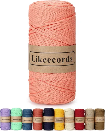 Miniatura 37 de Likeecords Cordón de macramé trenzado de poliéster de 0.157 in, 140 yardas/426 pies, hilo elástico para bolsa de ganchillo para manualidades, Verde