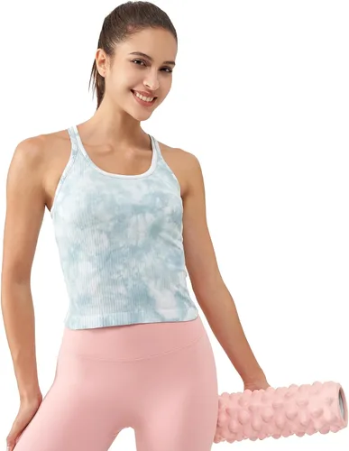 Miniatura 93 de sphinx cat - Camiseta corta de entrenamiento para mujer, camiseta sin mangas, acanalada, con espalda cruzada y brasier integrado