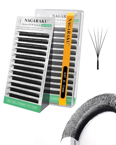 Miniatura 41 de NAGARAKU Extensiones de pestañas Double Tips 4D W, suministros con puntas dobles, gruesas con rizado D de 0.07 mm, bandeja mixta 8-15 mm, 0.07-D