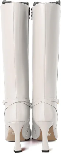 Miniatura 4 de SKYSTERRY Botas de mujer con punta puntiaguda para citas, viajes, con cremallera, de tacón alto, a media pantorrilla, 3.3 pulgadas