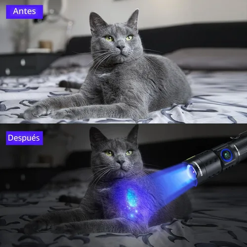 Miniatura 5 de DARKBEAM Linterna UV de 365 nm LED de luz negra, linternas ultravioleta, potente lámpara recargable USB -C Woods, resistente al agua enfocable