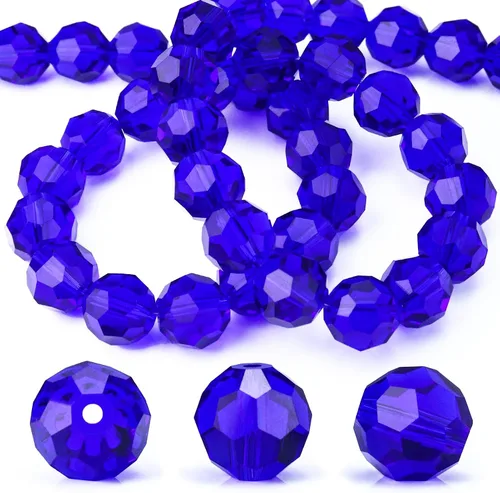 Miniatura 24 de Dowarm 100 cuentas redondas de cristal de 0.315 pulgadas para la fabricación de joyas, cuentas de cristal Rondelle facetadas para manualidades