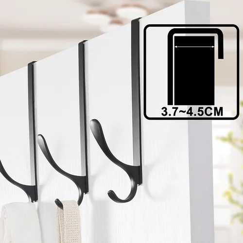 Miniatura 3 de SKOLOO Ganchos para colgar sobre la puerta, para puertas de hasta 1.8 in de grosor, paquete de 5, ganchos de acero inoxidable para colgar sobre