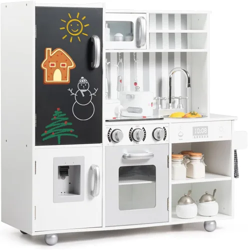 HOMGX - Juego de cocina para niños, juego de cocina de simulación para niños pequeños con olla, sartén, cucharón, pala, cuchara, cuchara, botella,