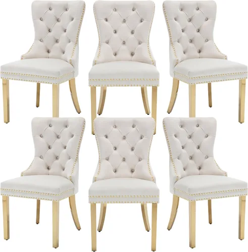 Miniatura 10 de Juego de 2 sillas de comedor de terciopelo, sillas de comedor tapizadas, sillas modernas de mediados de siglo con respaldo capitoné de enrejado