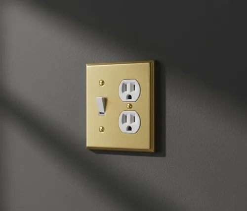Miniatura 2 de Rio Salto BRASS - Combo de placa de pared dúplex de latón cepillado dorado para receptáculos, cubiertas de tomacorrientes, placa de cubierta