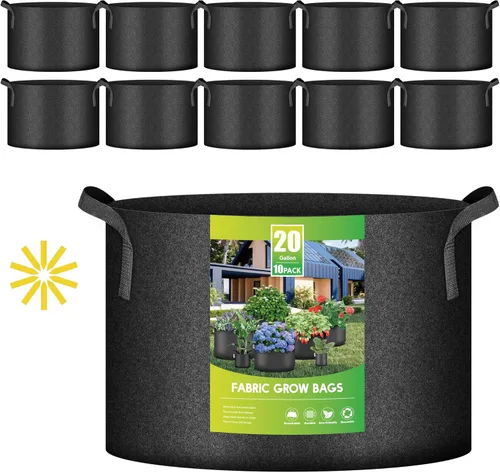 Miniatura 22 de iPower Paquete de 10 bolsas de 3 galones para plantas de tela no tejida gruesa resistente para cultivo de papas, contenedor duradero con aireación
