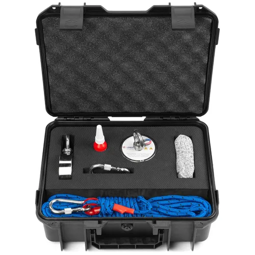 Miniatura 2 de LORESO - Kit de pesca con imán con estuche, kit completo de pesca con imán de doble cara 880 libras, una cara 550 libras, cuerda + mosquetón