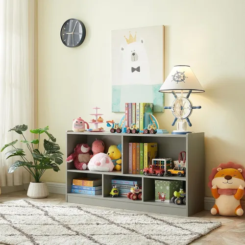Miniatura 2 de Organizadores y almacenamiento de juguetes, estantería infantil de 5 secciones para organizar libros, juguetes, armario de almacenamiento de madera