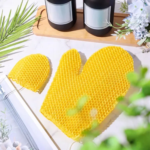 Miniatura 4 de Karenhi 2 Pcs Honeycomb Exfoliating Glove Set Exfoliating Bath Mitt Honeycomb Face and Body Scrubber Shower Mitt for Cleaning Body Shower Face Skin