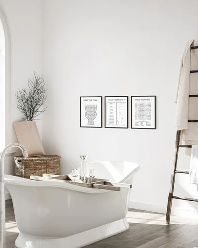 Miniatura 5 de HAUS AND HUES Divertido arte de pared para decoración de baño, juego de 3 letreros e impresiones para baños Letreros de inodoro