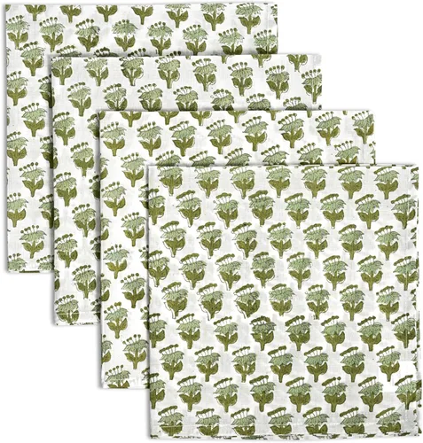 Miniatura 10 de Servilletas de tela CPC 100% algodón Juego de 4 servilletas reutilizables, servilleta de cena floral de bloque de impresión india, servilleta