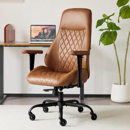 YFO Silla de Escritorio para Oficina en Casa Respaldo Alto Ruedas de Goma para Oficina Silla de Computadora Ergonómica con Soporte Lumbar Altura