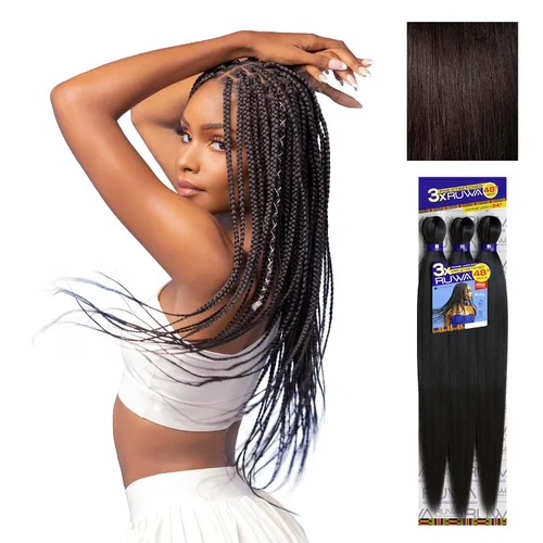 Miniatura 29 de Sensationnel Ruwa - Cabello trenzado preestirado, 3 x 48 pulgadas, repelente al agua, kanekalon, de secado rápido, sintético, sin picazón