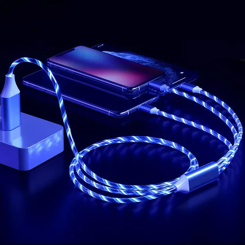 Miniatura 2 de AYI 3 combinaciones de múltiples puertos USB A a USBC Micro PD cable de carga rápida iluminado flujo de corriente compatible con casi todos