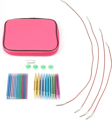 Miniatura 2 de Juego de 13 pares de agujas de tejer circulares intercambiables, kit de agujas de tejer circulares, juego de agujas de tejer intercambiables, 2