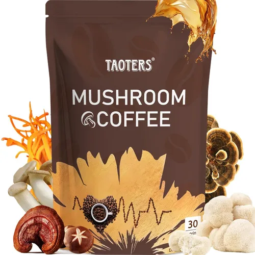 Miniatura 9 de Café de Hongos Enfoque Mejorado, Inmunidad Aumentada, Energía Mejorada 6 Hongos Adaptogénicos: Cordyceps, Reishi, Trompeta del Rey, Shiitake