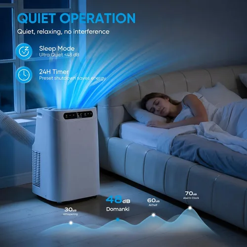 Miniatura 5 de Aire acondicionado portátil de 12000 BTU para refrigeración de habitaciones de hasta 500 pies cuadrados, unidad de CA portátil silenciosa 3 en 1