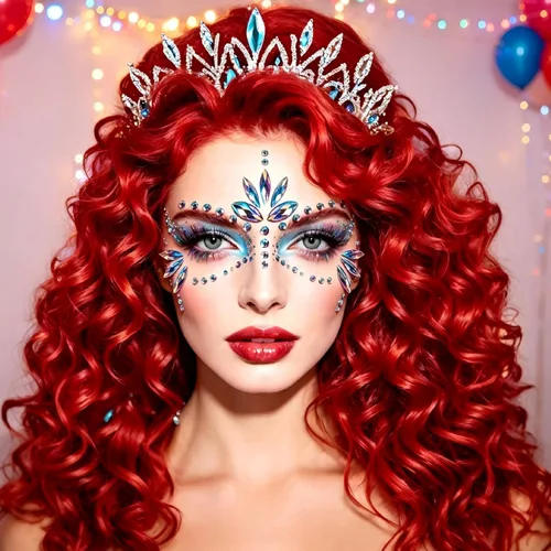 Miniatura 7 de 6 juegos de joyas de cara de sirena con diamantes de imitación para pegar en Halloween, cosplay, fiesta, carnaval, festival, cristales, tatuajes