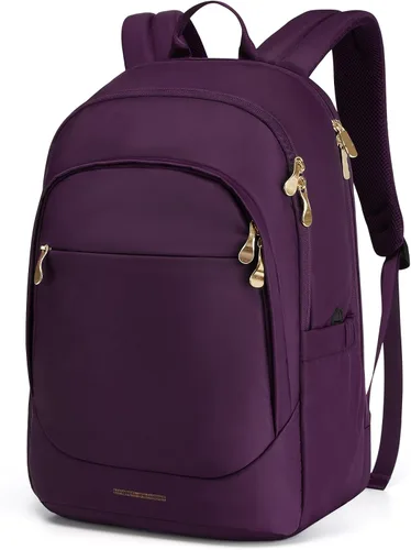 Miniatura 9 de LIGHT FLIGHT Mochila de viaje para laptop para mujer, mochila de 15.6 pulgadas con orificio de carga USB, resistente al agua, mochila negra de gran