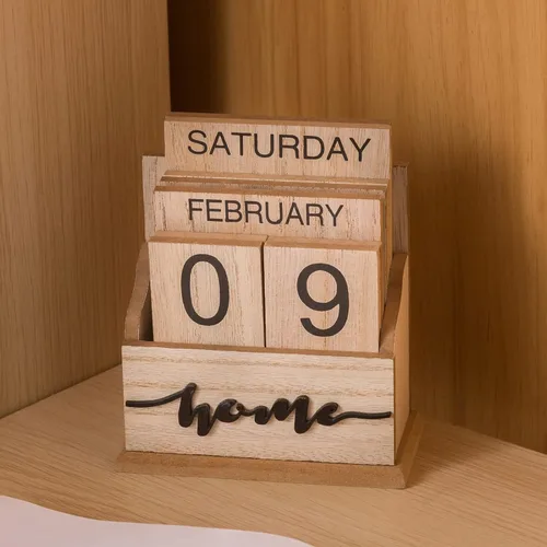 Miniatura 6 de Calendario de bloques para escritorio, bloques de visualización de fecha de mes de madera para profesores, estudiantes, aula, decoración rústica