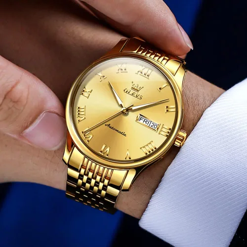 Miniatura 4 de OLEVS Men's Automatic Mechanical Watch Self-Winding Luxury GoldSilver Two Tone Classic Calendar Waterproof Luminous Business Watch