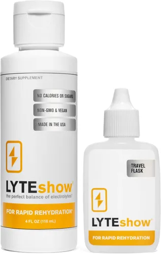 LyteShow - Gotas de electrolitos para rehidratación rápida + digestión + cerebro + energía + inmunidad | Sin azúcar | Minerales traza | Sin sabor,
