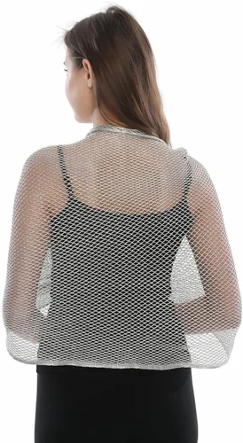 Miniatura 3 de Yeieeo Sparkling Metallic Shawls and Wraps for Evening Party Dresses with Fringe Scarf
