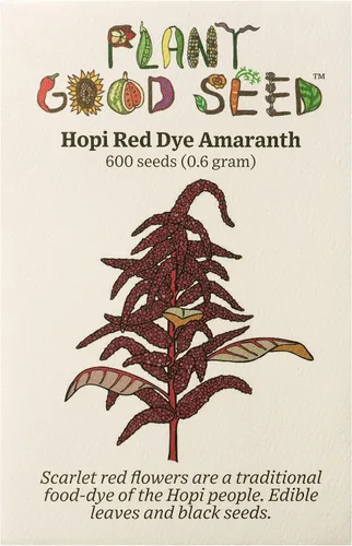 Plant Good Seed Semillas orgánicas de tinte rojo hopi para plantar: hojas comestibles y semillas negras, flores rojas escarlatas, paquete de 600