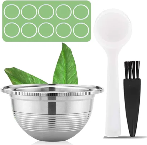 Miniatura 9 de CAPMESSO Cápsulas de café reutilizables de acero inoxidable, cápsulas de café recargables de metal compatibles con Nespresso Vertuoline