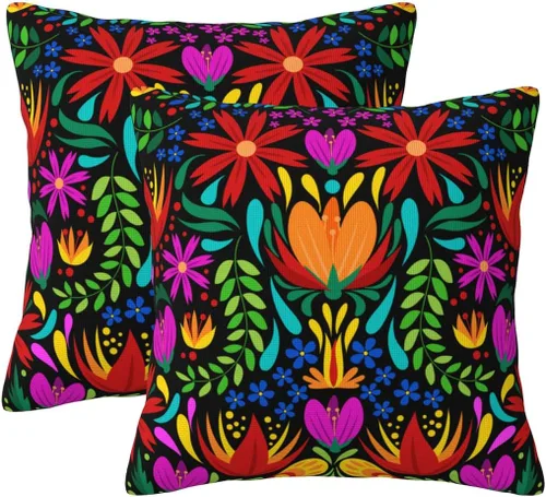 Paquete de 2 fundas de almohada mexicanas de 18 x 18 pulgadas para almohadas de sofá, decoración del Día de los Muertos Día de los Muertos Cinco de