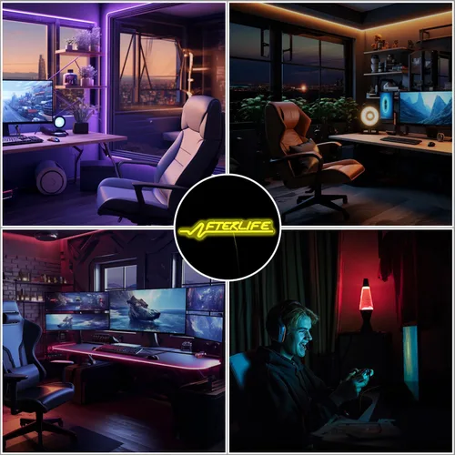 Miniatura 7 de Cyberpunk Letrero de Neón Juego Letrero LED para Decoración de Pared Juegos de Disparos Luz de Neón para Sala de Juegos Cueva de Hombre Decoración