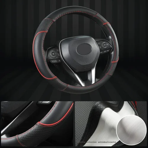 Miniatura 4 de GIANT PANDA Funda para Volante para Toyota, Funda para Volante de Coche para Toyota Highlander 4Runner Tacoma Corolla Camry - Negro+Rojo