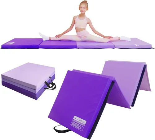 Miniatura 9 de Kangaroo Hoppers Gymnastics Tumbling Mats for Kids, Foldable Gym Mat with Carrying Handles for Home Activity Play