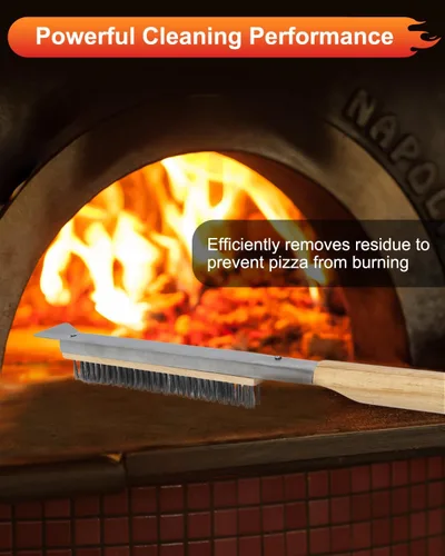 Miniatura 6 de 6 piezas de cáscara de torneado de pizza, cáscara de pizza perforada de 9 y 12 pulgadas, cepillo para pizza, rastrillo de cenizas, tenedor giratorio