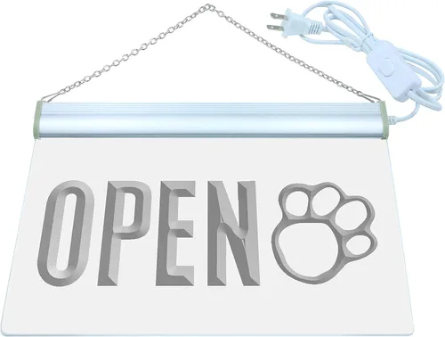 Miniatura 2 de ADVPRO J792-b - Letrero de luz de neón con estampado de huellas de perro abierto