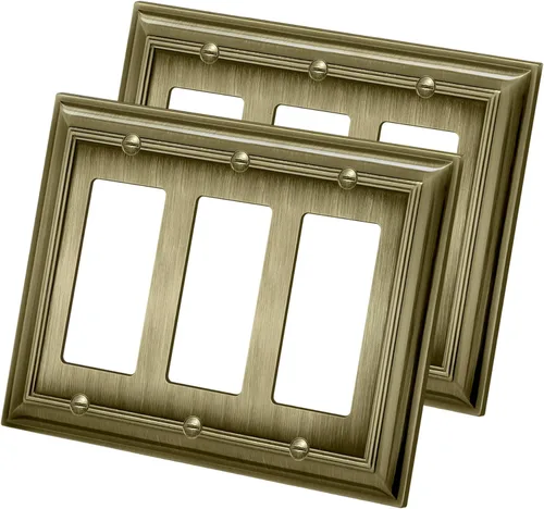Miniatura 13 de BESTTEN Grand Collection - Placa de pared decorativa de latón envejecido de aleación de zinc de 4 cuadras, cubierta de enchufe de latón antiguo