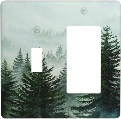 Miniatura 124 de Cubiertas de Tomacorrientes con Paisaje Brumoso de Pinos del Bosque Naturaleza 1 Gang Dúplex Placa Frontal de Receptáculo Eléctrico Cubierta